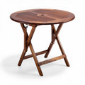 Round folding table made of acacia wood for indoor and outdoor use 90 x 90 x 75cm