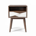Wooden nightstand with white drawer and open shelf 45 x 40 x 60cm