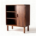 Wooden storage cabinet with two shelves and a sliding door 80 x 40 x 85cm