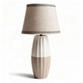 Ceramic table lamp with linen shade in beige and white 30 x 30 x 50cm