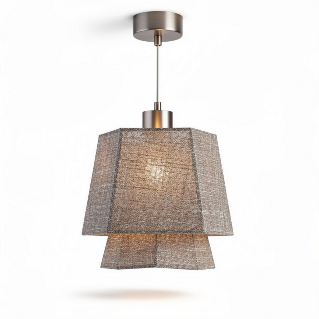 Metal pendant light with fabric shade for living room and dining area 20 x 20 x 30cm