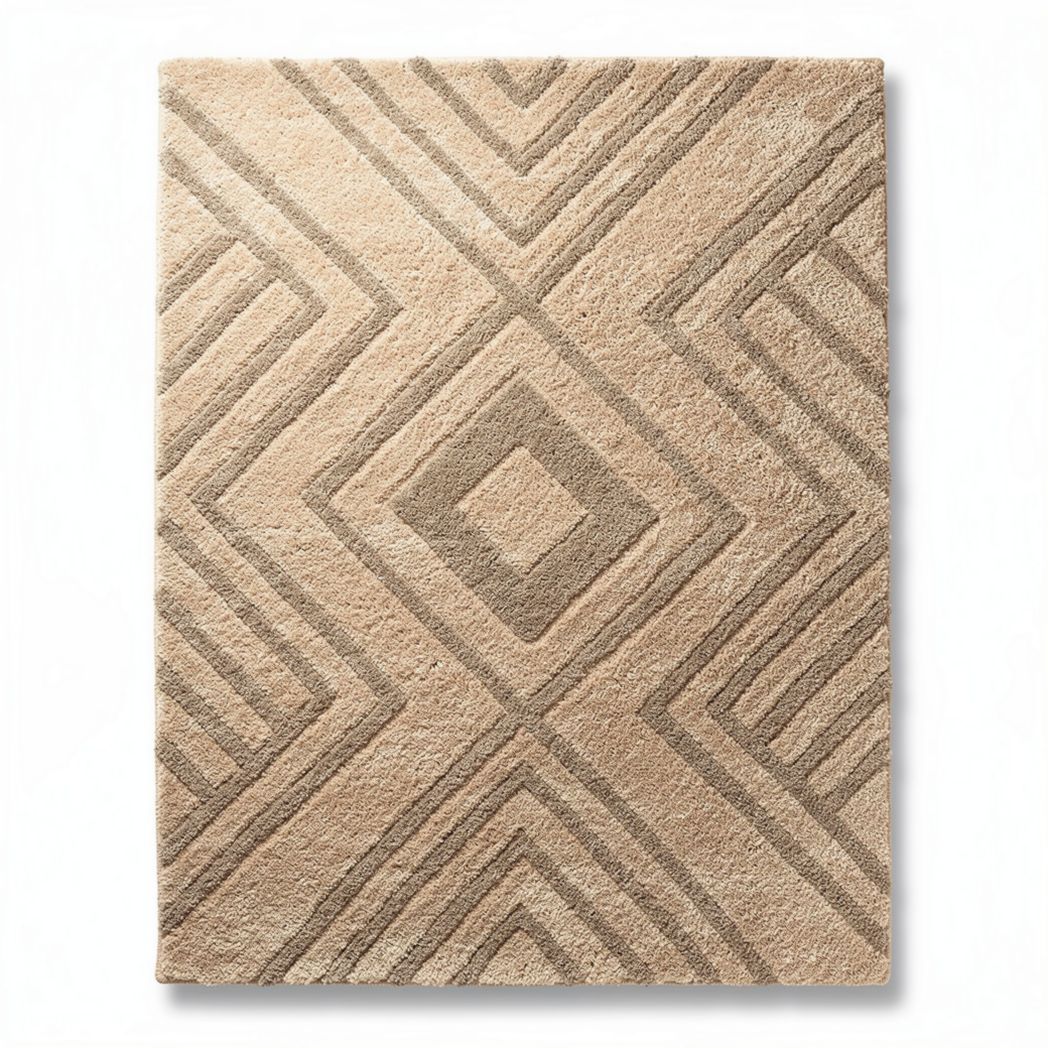 Textured area rug in cream and beige design 200 x 300 x 1cm suitable for living room