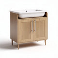 Wooden bathroom vanity with sink storage cabinet 80 x 50 x 85cm natural finish