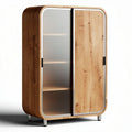 Wooden cabinet with glass doors and shelves for storage 80 x 40 x 120cm