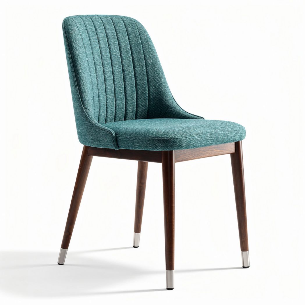 Upholstered dining chair in teal with wooden legs 45 x 50 x 80cm