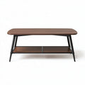 Wooden coffee table with metal legs and lower storage shelf 120 x 60 x 45cm