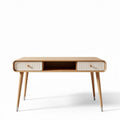 Wooden desk with storage drawers and open shelf in natural finish 120 x 60 x 75cm