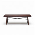 Wood coffee table with tempered glass top and metal legs 120 x 60 x 45cm